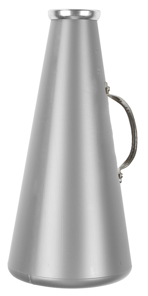 13-inch molded plastic cheer megaphone in metallic silver